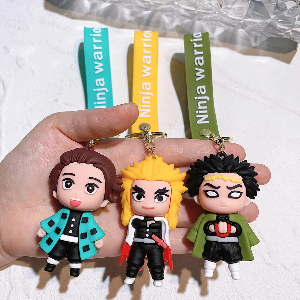 New Demon Slayer Kimetsu No Yaiba Blade of Ghost Keychain Cute Characters Bag Pendant Car Key Chain Ring Fans Gift Anime Jewelry