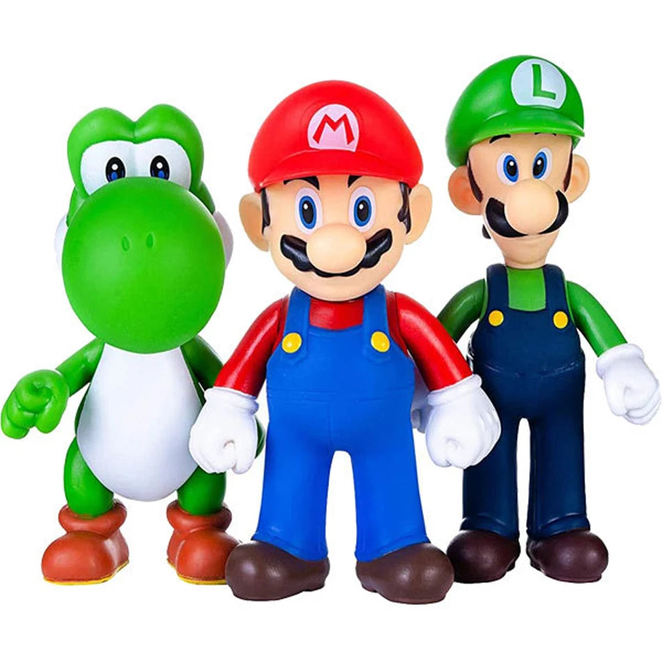 Game Super Mario Bros Cartoon Dolls Model Anime Figures Luigi Yoshi Mario Creative Collectible Model Toys for kids Birthday Gift