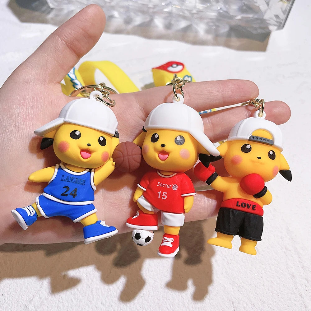 Kawaii Cartoon Anime Figure Pokemon Fashion Sweater Pikachu Doll Pendant Keychain For Women Men Cute Bag Pendant Car Key Chain