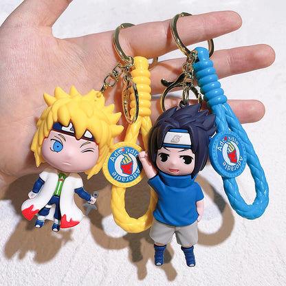 Anime Naruto Hand Made Keychain Cartoon Uchiha Itachi Uzumaki Naruto Kakashi Keyring School Bag Doll Pendant Children's Gift Toy