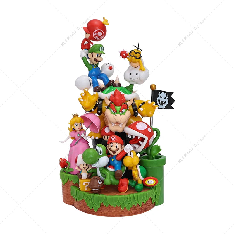 28CM Super Bros Action Figures Mario Luigi Yoshi Princess Peach Bowser Toad Koopa Troopa Goomba Boo Collection Model Toys Gift