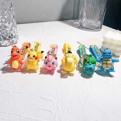 Pokemon Keychain Pikachu Anime Action Figure Toy Kawaii Cartoon Fashion Charmander Psyduck Doll Keyring Car Bag Pendant Kid Gift