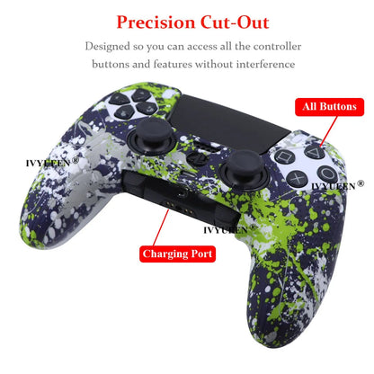 IVYUEEN Water Transform Printing Protective Skin for PlayStation 5 PS5 DualSense Edge Controller Soft Silicone Case Grip Cover