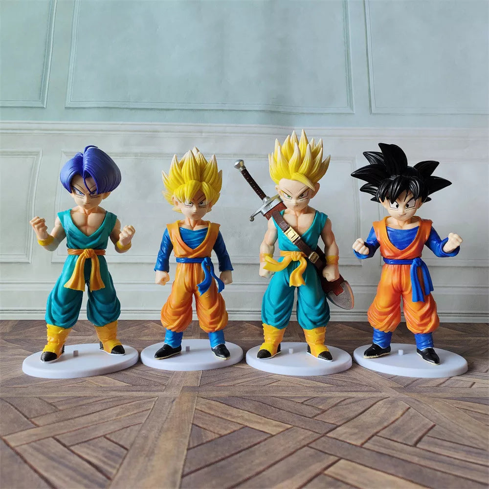 4 Pcs/Set 18-20cm Middle Size Dragon Ball Figure Super Saiyan Son Goku Torankusu Trunks Goten Figurine Model Dolls