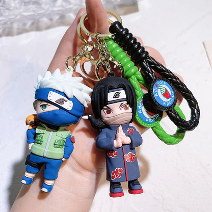 Naruto Keychain Anime Figure Haruno Sakura Hatake Kakashi Gaara Uzumaki Naruto PVC Pendant key Rings for Kids Birthday Toy Gift