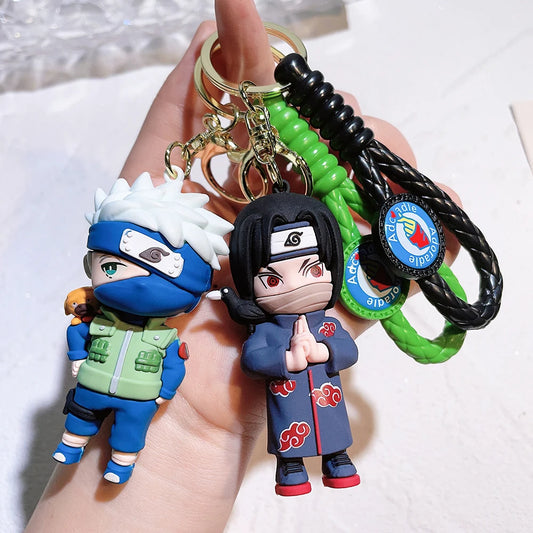 Naruto Keychain Anime Figure Haruno Sakura Hatake Kakashi Gaara Uzumaki Naruto PVC Pendant key Rings for Kids Birthday Toy Gift