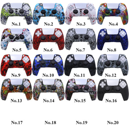 IVYUEEN Anti-Slip Water Transfer Printing Protective Skin for PlayStation 5 PS5 Controller Silicone Case for Dualsense Grip Caps