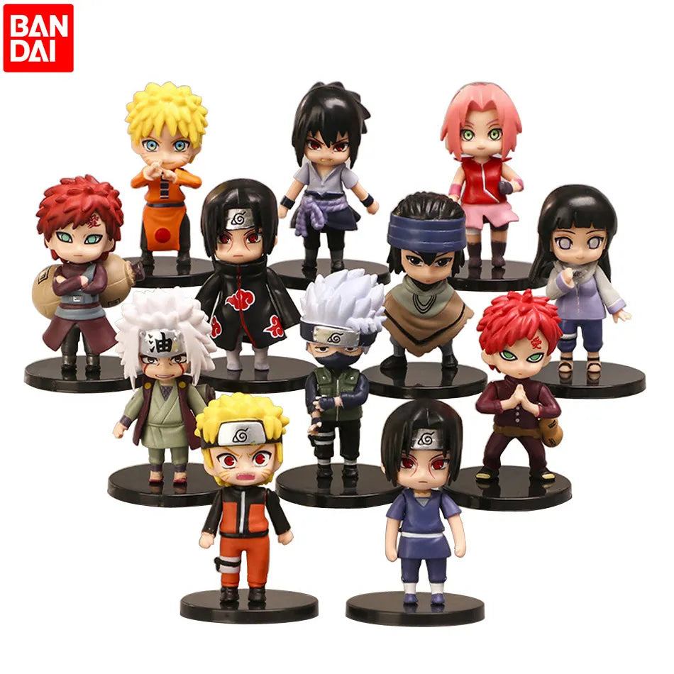 12pcs/set Anime Naruto Shippuden Hinata Sasuke Itachi Kakashi Gaara anime figure Q Version PVC Figures Toys Dolls Kid Gift