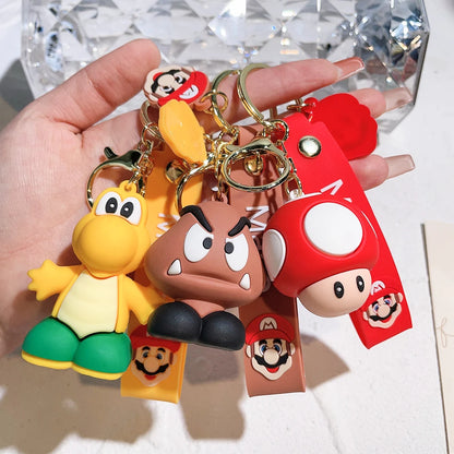 Super Mary Series Keychain Mario Bros Luigi Toad Yoshi Bowser Action Figure Model PVC Decorations Cartoon Doll Pendant Toys Gift