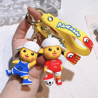 Pokemon Figures Keychain Anime Action Figure Pikachu Key Chain Kawaii Cartoon Fashion Sports Doll Keyring Bag Pendant Kid Gift