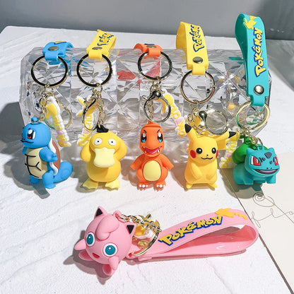 Pokemon Keychain Pikachu Anime Action Figure Toy Kawaii Cartoon Fashion Charmander Psyduck Doll Keyring Car Bag Pendant Kid Gift