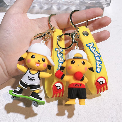 Kawaii Cartoon Anime Figure Pokemon Fashion Sweater Pikachu Doll Pendant Keychain For Women Men Cute Bag Pendant Car Key Chain