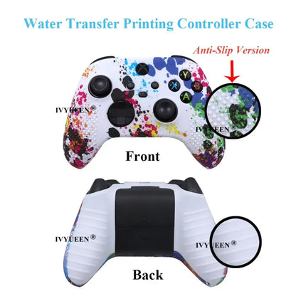 IVYUEEN Anti-Slip Water Transfer Printing Protective Skin for XBox Series X S Core Controller XSS XSX Silicone Case Protector