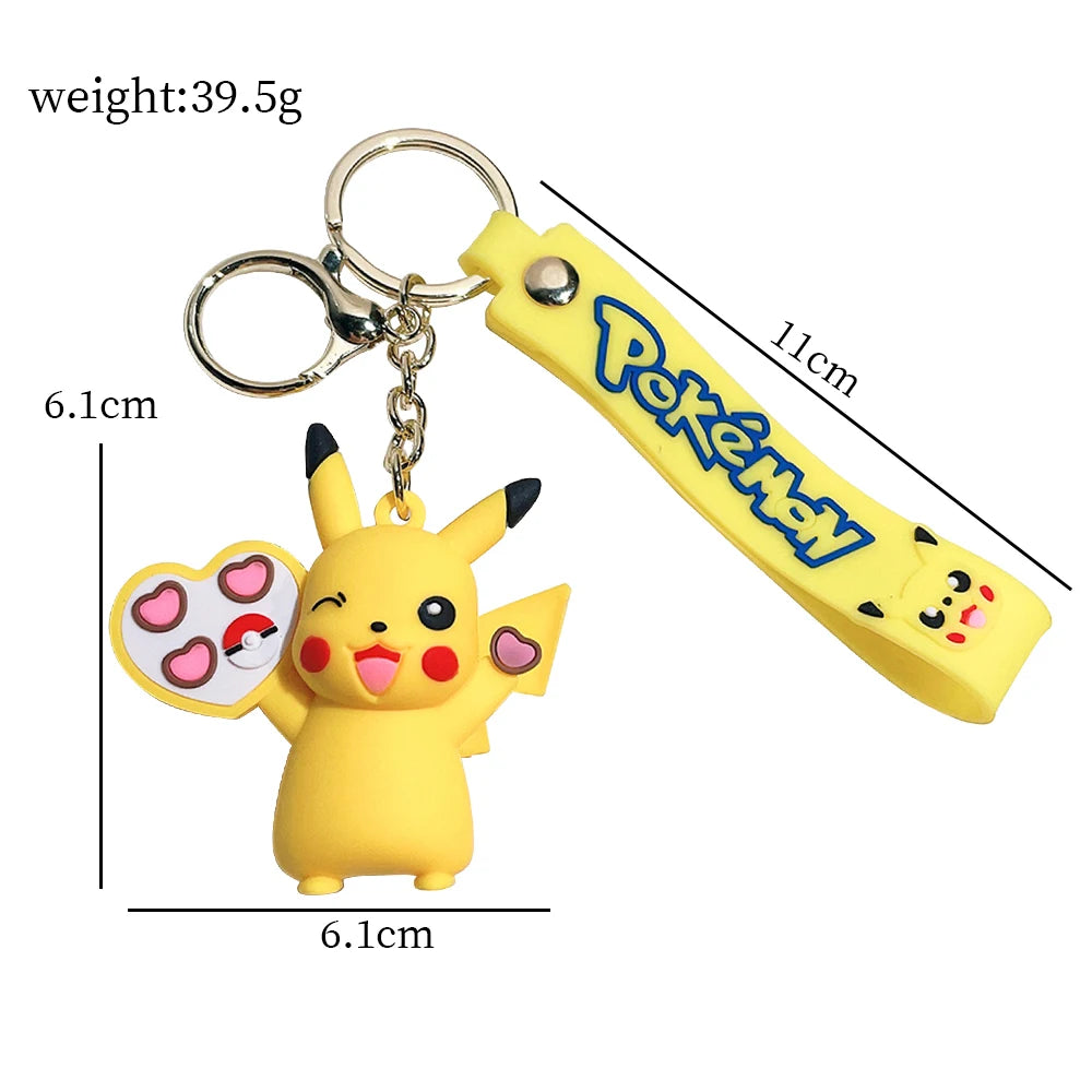 Pokemon Keychains Pikachu Creative Anime Cartoon Key Chain Ornaments Dolls Eevee Psyduck Rowlet For Kids Toys Bag Pendant Gifts