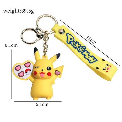 Pokemon Keychains Pikachu Creative Anime Cartoon Key Chain Ornaments Dolls Eevee Psyduck Rowlet For Kids Toys Bag Pendant Gifts