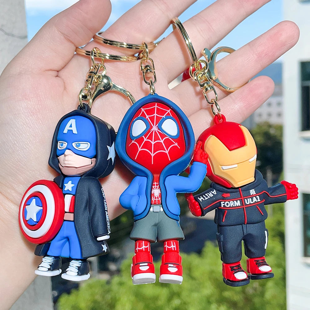 New Creative Avengers Spider Man Iron Man Keychain Cartoon Bag Hanger Children's Personalized Keychain Ring