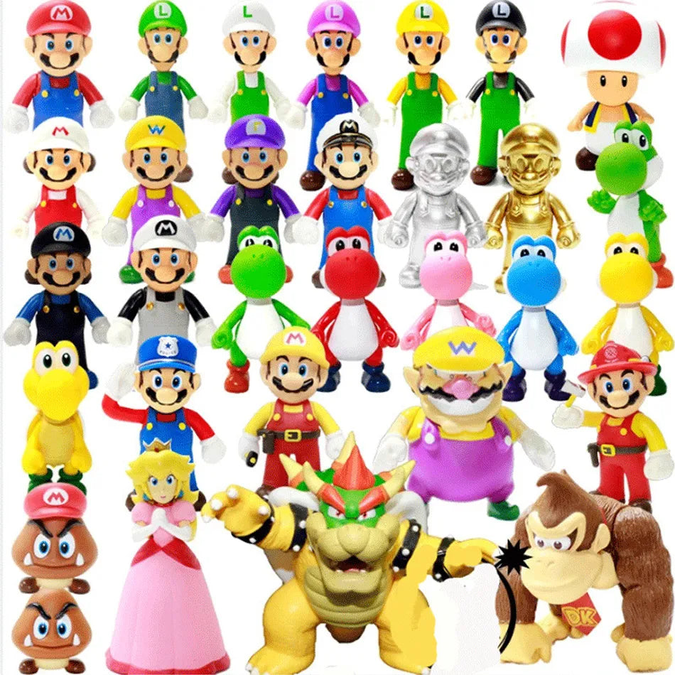 Game Super Mario Bros Cartoon Dolls Model Anime Figures Luigi Yoshi Mario Creative Collectible Model Toys for kids Birthday Gift