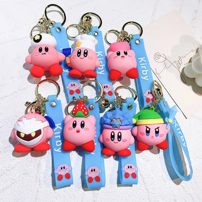 Pokemon star Kirby Cartoon Waddle Dee Doo Game Pink Kirby Anime Pendant Kabi Keychian kids Birthday Gift Women Car Bag Key Chian