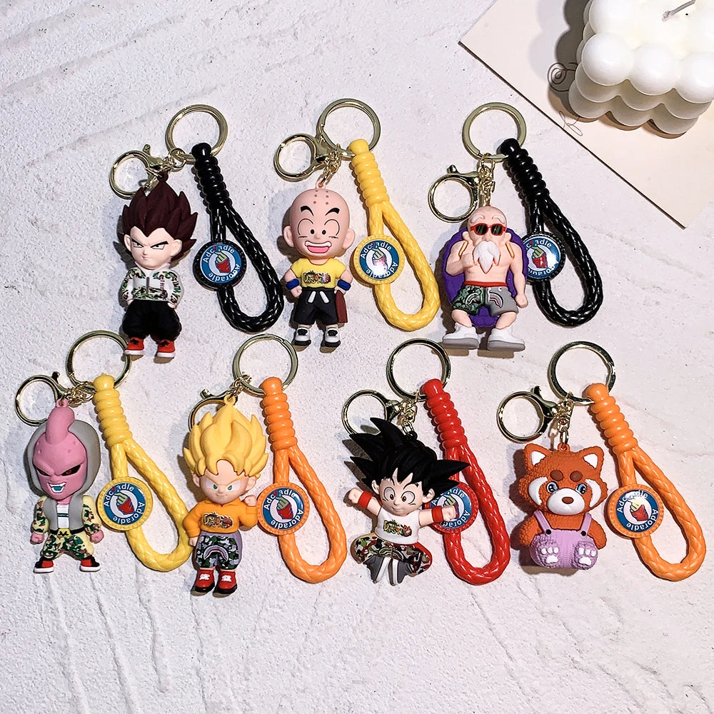 Anime Dragon Ball Keychain Fashion Jewelry Son Goku Vegeta Piccolo Action Figures  PVC Key Ring for Men Women Bag Pendant