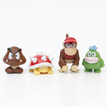 12Pcs/24Pcs/48Pcs Super Mario Bros Action Figures Kawaii Bowser Anime Figure with Storage Bag for Children Toys Gifts