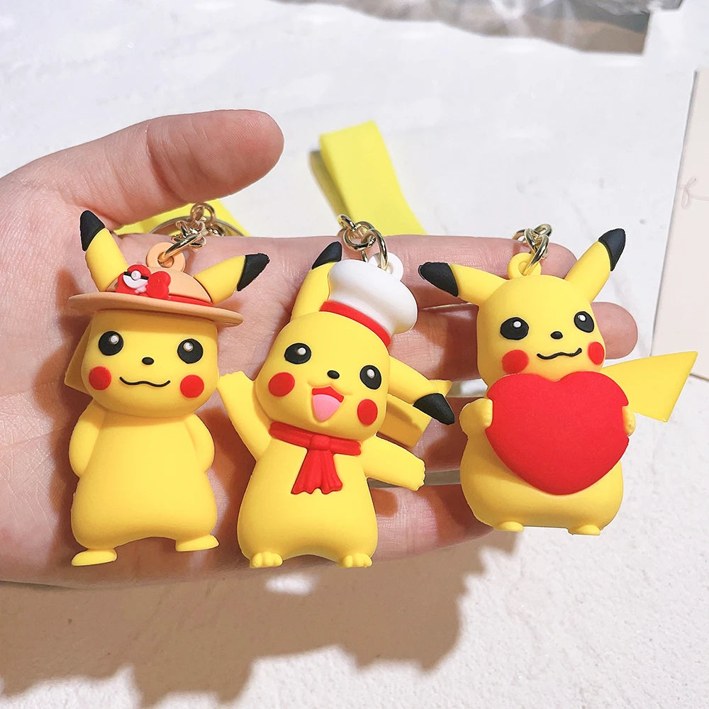 Pokemon Keychains Pikachu Creative Anime Cartoon Key Chain Ornaments Dolls Eevee Psyduck Rowlet For Kids Toys Bag Pendant Gifts